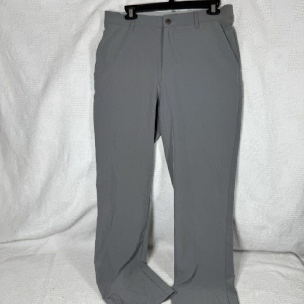 Adidas Men's Golf Gray Silicone Logo Flat Front Polyester‎ Men's Pants Sz 30